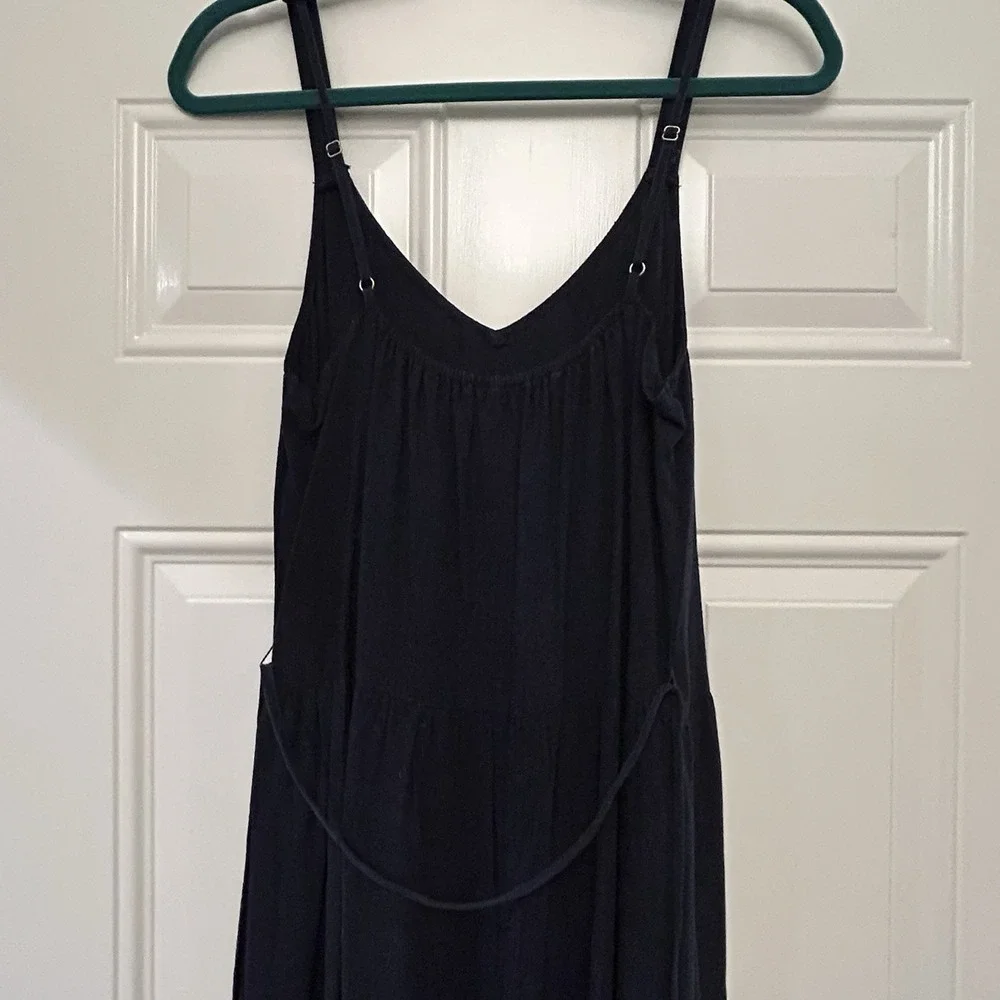 Splendid Maxi Dress Wynona Tiered V-Neck Sleeveless Navy Blue Small Coastal